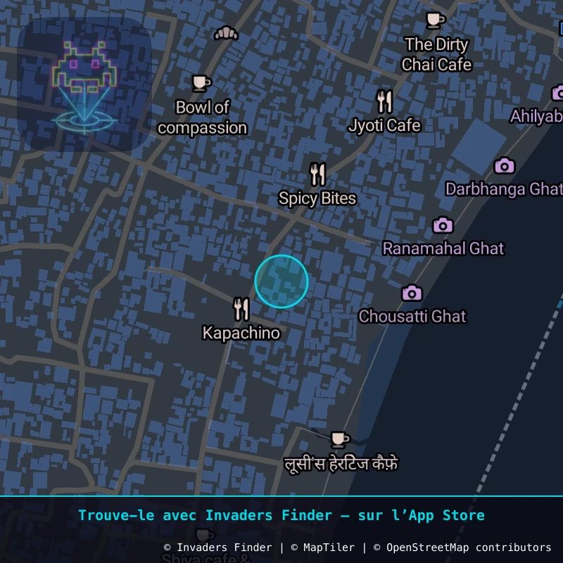 Zone approximative de l'invader VRN_05, dans le quartier Centre-ville, Varanasi à Varanasi. Emplacement exact disponible dans l'app Invaders Finder.
