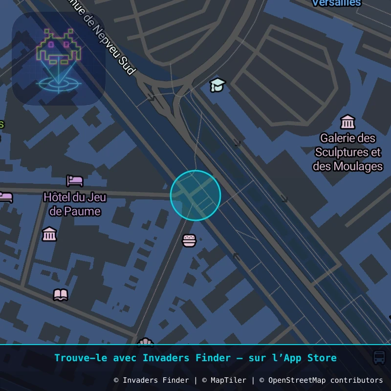 Zone approximative de l'invader VRS_05, dans le quartier Carré au Puits, Versailles à Versailles. Emplacement exact disponible dans l'app Invaders Finder.