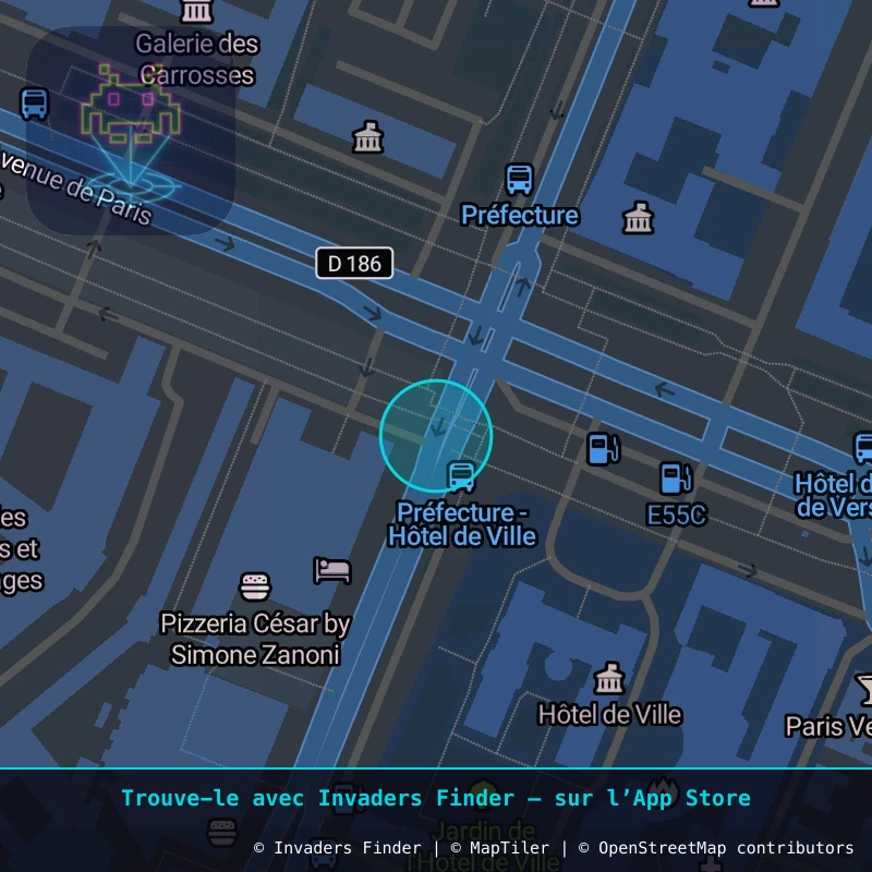 Zone approximative de l'invader VRS_06, dans le quartier Carré au Puits, Versailles à Versailles. Emplacement exact disponible dans l'app Invaders Finder.