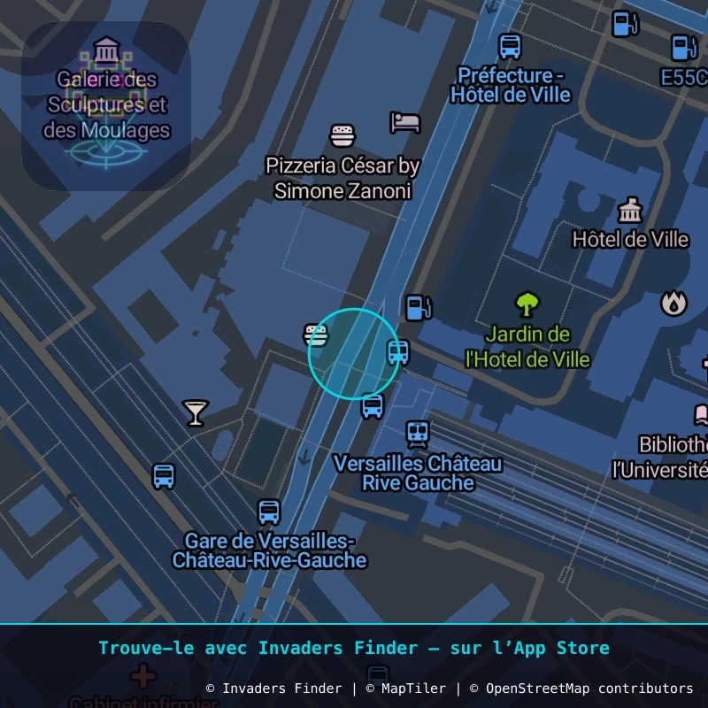 Zone approximative de l'invader VRS_09, dans le quartier Carré au Puits, Versailles à Versailles. Emplacement exact disponible dans l'app Invaders Finder.