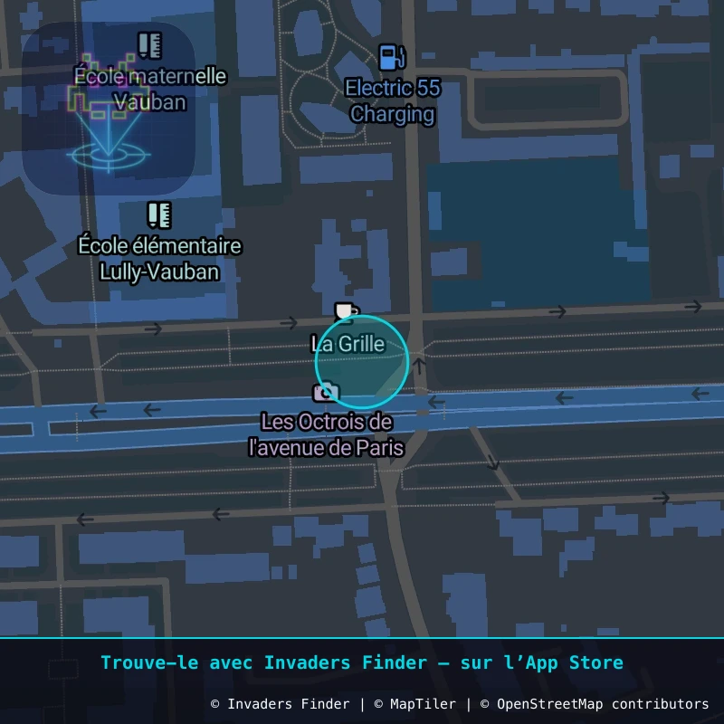 Zone approximative de l'invader VRS_13, dans le quartier Versailles, quartier Notre-Dame à Versailles. Emplacement exact disponible dans l'app Invaders Finder.