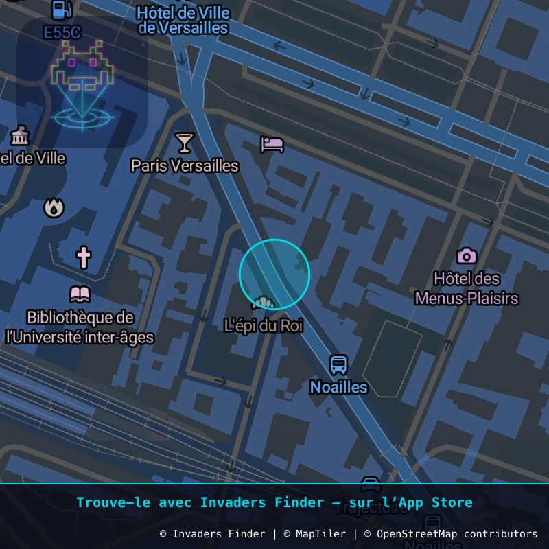 Zone approximative de l'invader VRS_21, dans le quartier Carré au Puits, Versailles à Versailles. Emplacement exact disponible dans l'app Invaders Finder.