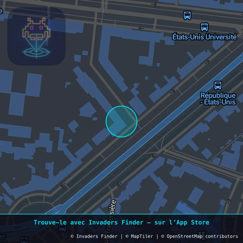 Zone approximative de l'invader VRS_34, dans le quartier Versailles, quartier Notre-Dame à Versailles. Emplacement exact disponible dans l'app Invaders Finder.