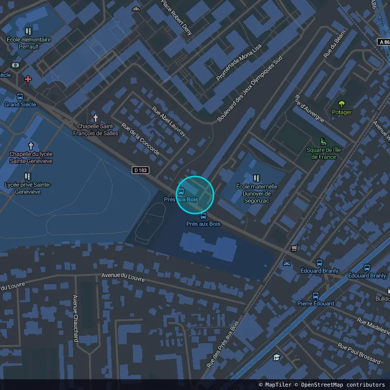 Zone approximative de l'invader VRS_35, dans le quartier Versailles, quartier Notre-Dame à Versailles. Emplacement exact disponible dans l'app Invaders Finder.
