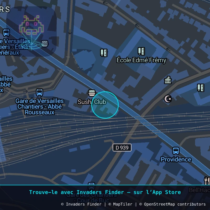 Zone approximative de l'invader VRS_36, dans le quartier Carré au Puits, Versailles à Versailles. Emplacement exact disponible dans l'app Invaders Finder.