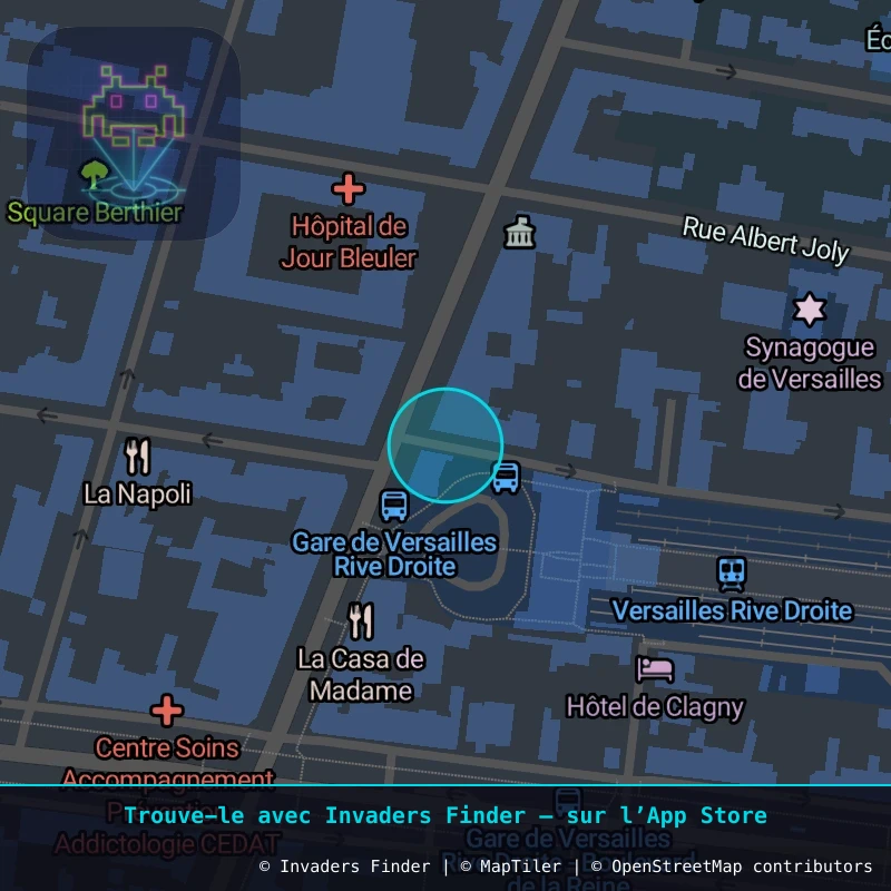 Zone approximative de l'invader VRS_41, dans le quartier Carré au Puits, Versailles à Versailles. Emplacement exact disponible dans l'app Invaders Finder.