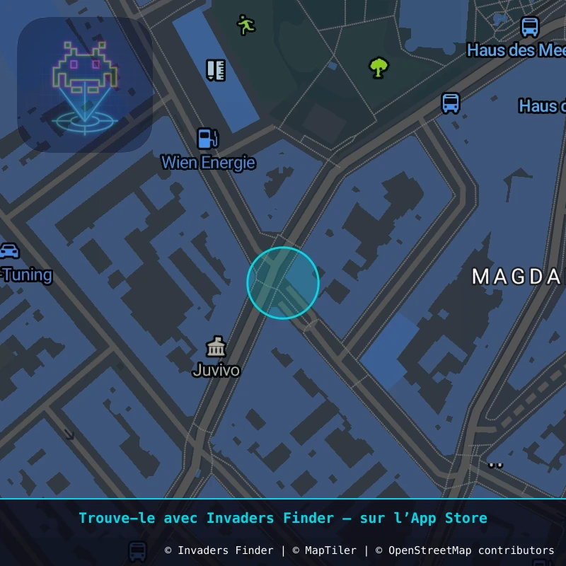 Zone approximative de l'invader WN_02, dans le quartier Magdalenengrund, Vienne à Vienne. Emplacement exact disponible dans l'app Invaders Finder.