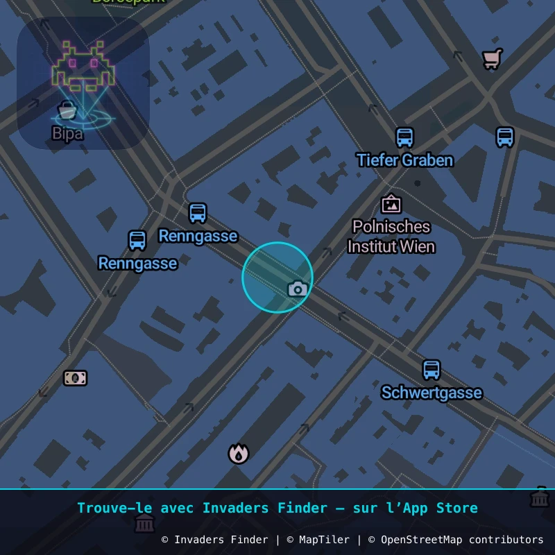 Zone approximative de l'invader WN_11, dans le quartier Widmerviertel, Vienne à Vienne. Emplacement exact disponible dans l'app Invaders Finder.