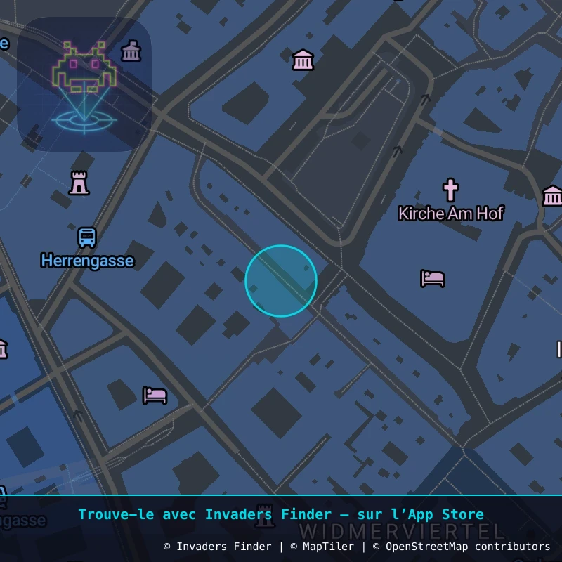 Zone approximative de l'invader WN_12, dans le quartier Widmerviertel, Vienne à Vienne. Emplacement exact disponible dans l'app Invaders Finder.