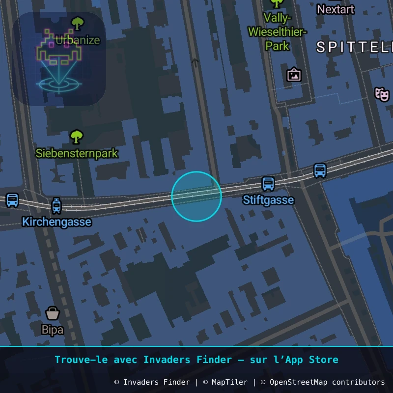 Zone approximative de l'invader WN_16, dans le quartier Magdalenengrund, Vienne à Vienne. Emplacement exact disponible dans l'app Invaders Finder.