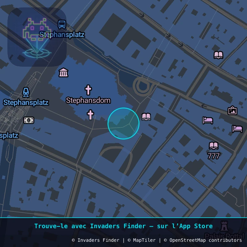 Zone approximative de l'invader WN_32, dans le quartier Widmerviertel, Vienne à Vienne. Emplacement exact disponible dans l'app Invaders Finder.