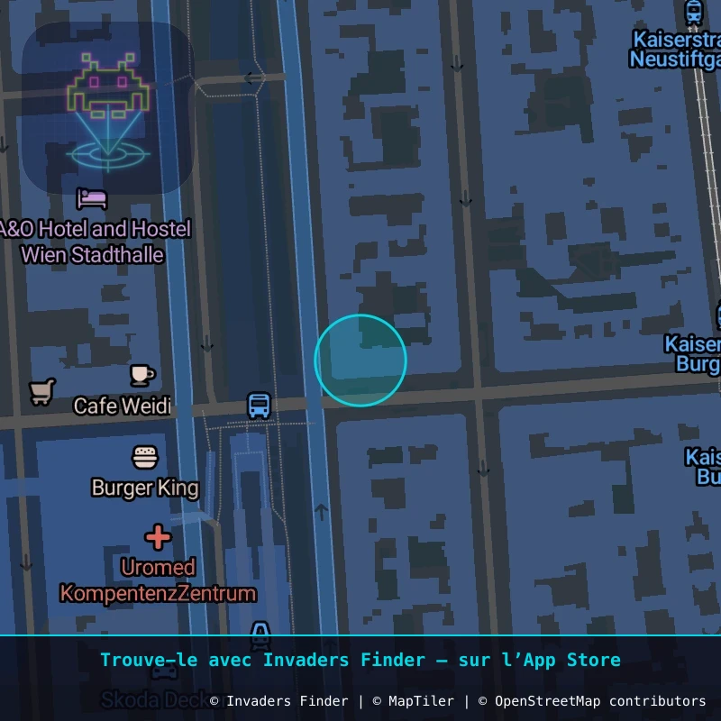 Zone approximative de l'invader WN_34, dans le quartier Magdalenengrund, Vienne à Vienne. Emplacement exact disponible dans l'app Invaders Finder.