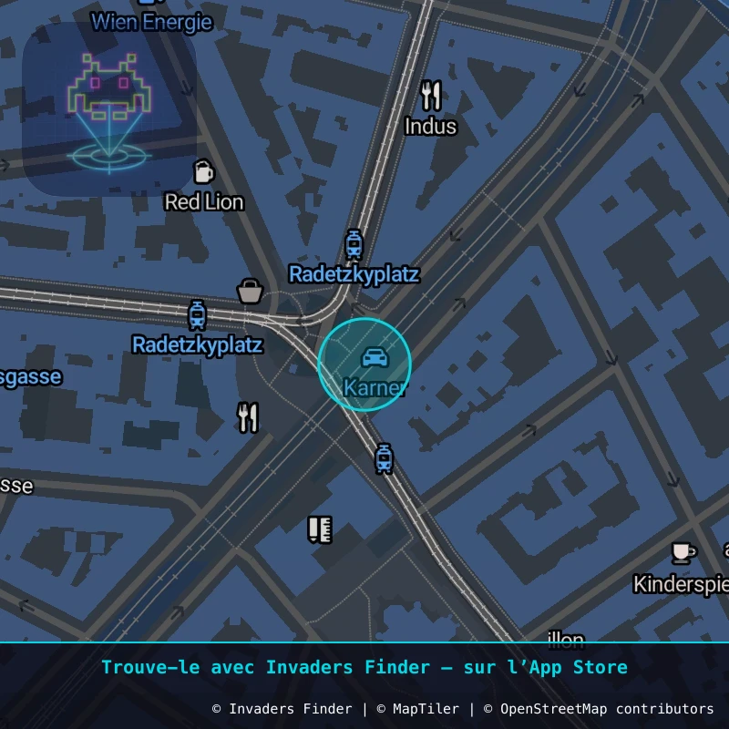 Zone approximative de l'invader WN_41, dans le quartier Widmerviertel, Vienne à Vienne. Emplacement exact disponible dans l'app Invaders Finder.