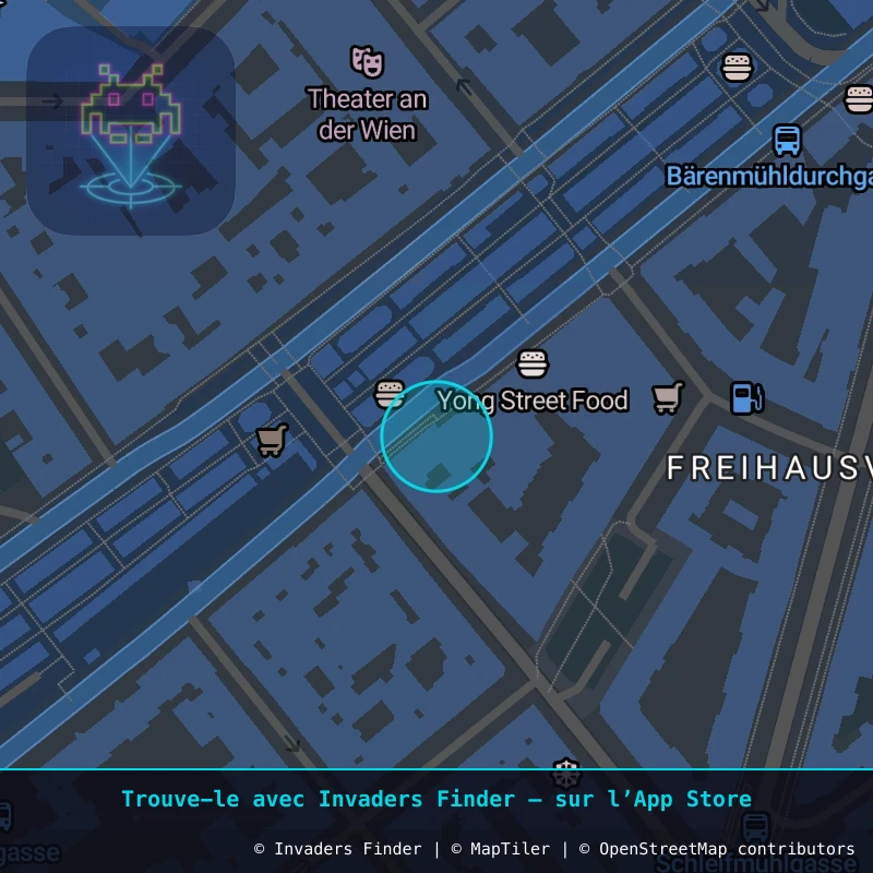 Zone approximative de l'invader WN_46, dans le quartier Magdalenengrund, Vienne à Vienne. Emplacement exact disponible dans l'app Invaders Finder.