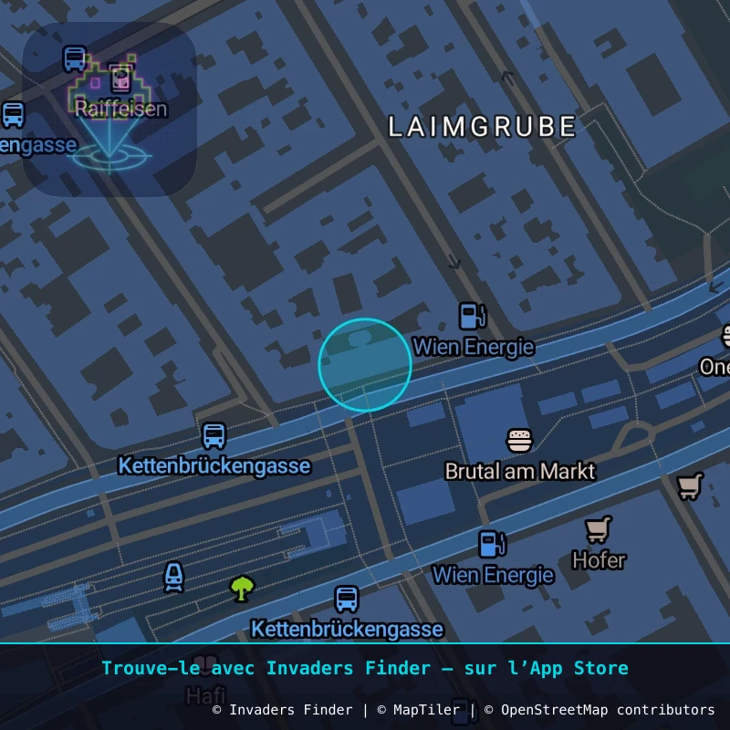 Zone approximative de l'invader WN_47, dans le quartier Magdalenengrund, Vienne à Vienne. Emplacement exact disponible dans l'app Invaders Finder.