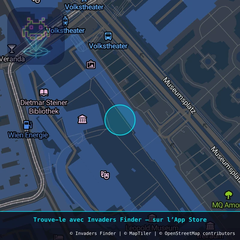 Zone approximative de l'invader WN_48, dans le quartier Magdalenengrund, Vienne à Vienne. Emplacement exact disponible dans l'app Invaders Finder.