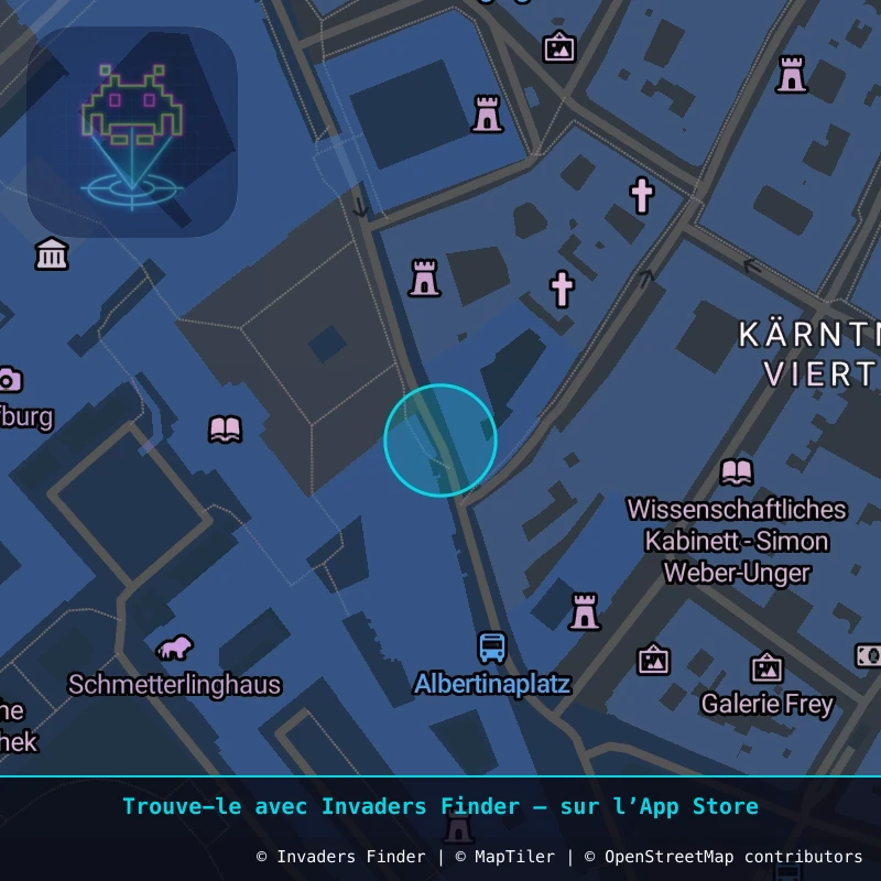 Zone approximative de l'invader WN_52, dans le quartier Widmerviertel, Vienne à Vienne. Emplacement exact disponible dans l'app Invaders Finder.