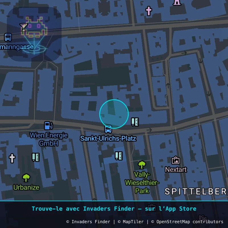 Zone approximative de l'invader WN_55, dans le quartier Magdalenengrund, Vienne à Vienne. Emplacement exact disponible dans l'app Invaders Finder.
